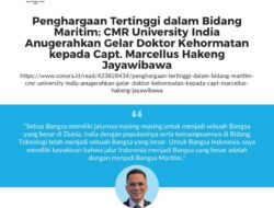 Dr. Seno, Apresiasi, Dr.(HC) Capt. Marcellus Hakeng Jayawibawa. S.SiT,,M,Mar, Dapat Gelar Kehormatan Tertinggi dari CMR University India