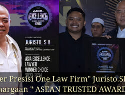 Founder Presisi One Law Firm” Juristo.SH, Raih Penghargaan ” ASEAN TRUSTED AWARD 2023