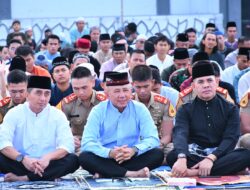 Lantamal I dan Masyarakat Belawan Gelar Sholat Idul Fitri di Mako Lantamal I