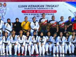 Komandan Batalyon A Pimpin Ujian Kenaikan Sabuk Wajraceyna Taekwondo Club
